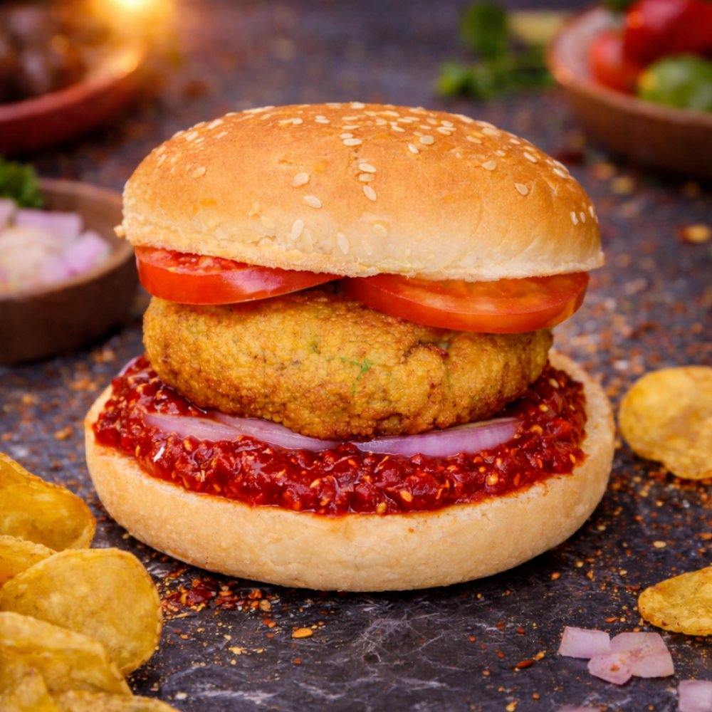 Schezwan Vada Burger